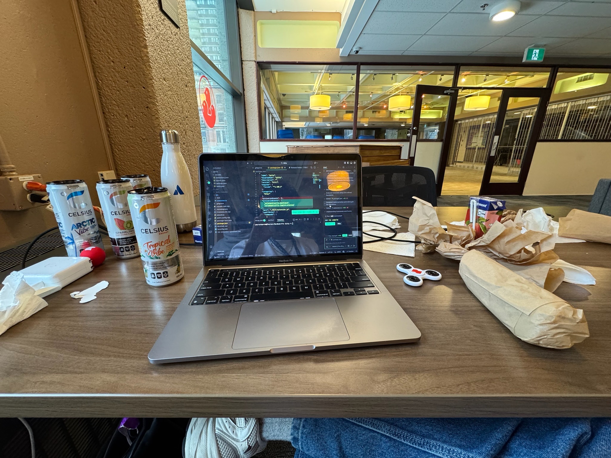 Paurav working from a cafe table