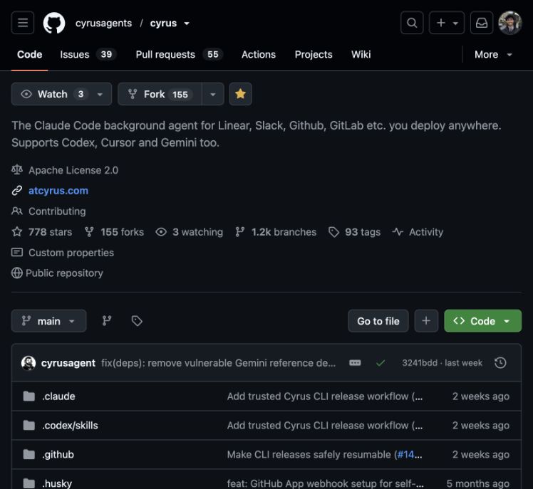 Preview of the Cyrus open-source GitHub repository