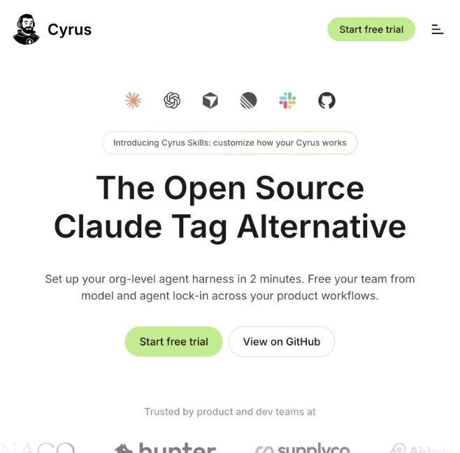 Preview of the Cyrus website