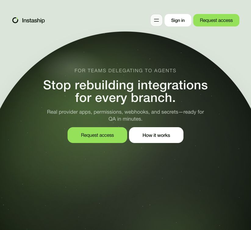 Preview of the Instaship website