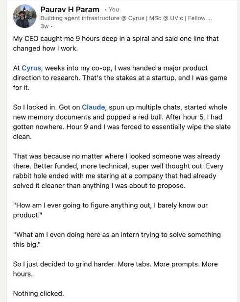 Preview of Paurav's Cyrus LinkedIn post